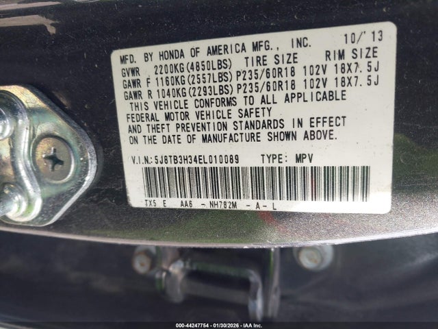 Aukcja sprzedaży 2014 Acura Rdx, vin: 5J8TB3H34EL010089, numer aukcji: 44247754
