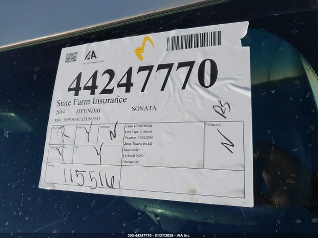 5NPEB4ACXEH865343 Hyundai SONATA GLS
