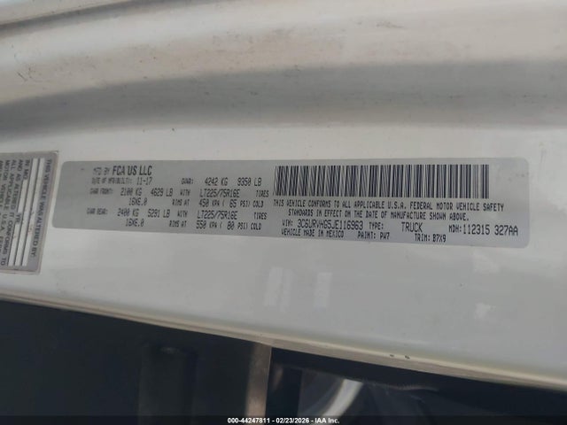 Продаж на аукціоні авто 2018 Ram Promaster 3500 High Roof 159 Wb, vin: 3C6URVHG5JE116963, номер лоту: 44247811