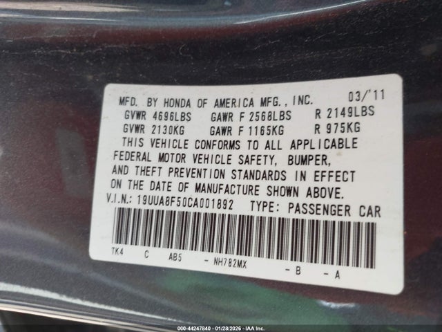 2012 ACURA TL 19UUA8F50CA001892 Photo 8