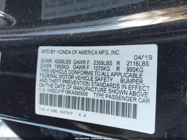 1HGCV1F18KA095006 Honda ACCORD LX