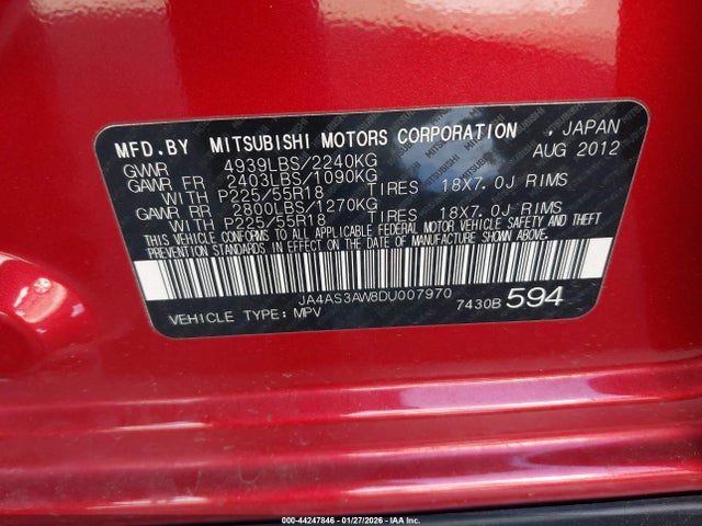 2013 MITSUBISHI OUTLANDER JA4AS3AW8DU007970 Photo 8