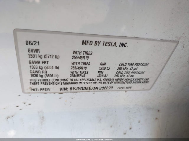 2021 TESLA MODEL Y 5YJYGDEE7MF202299 Photo 8
