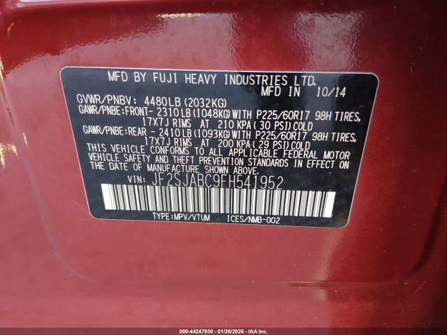 JF2SJABC9FH541952 Subaru Forester 2.5i