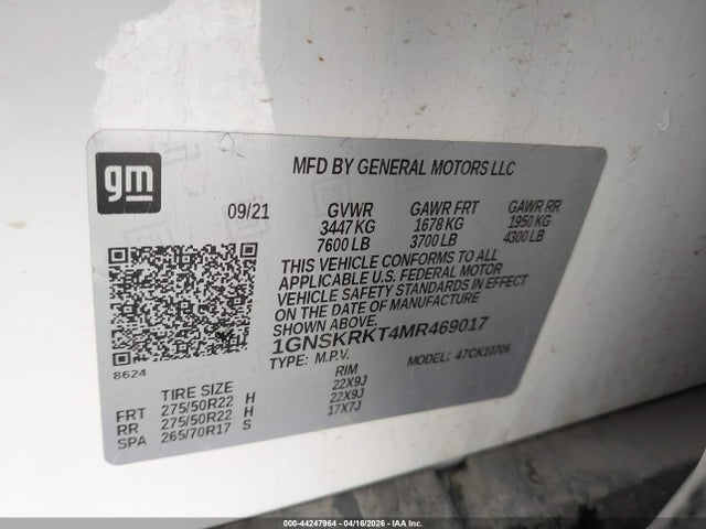 2021 CHEVROLET TAHOE 1GNSKRKT4MR469017 Photo 8