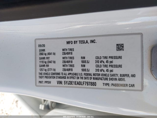 2020 TESLA MODEL 3 5YJ3E1EA0LF797880 Photo 8