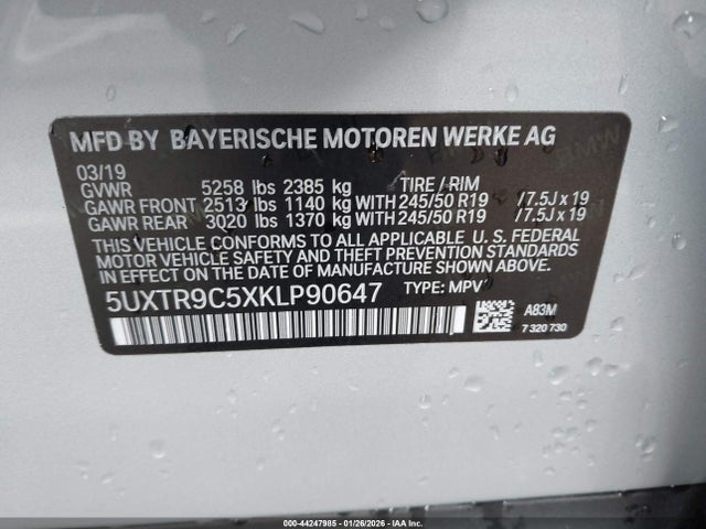 5UXTR9C5XKLP90647 BMW X3 Xdrive30i