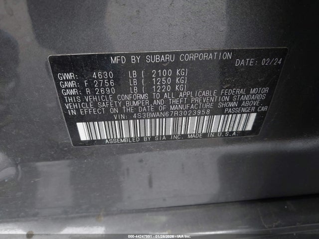 Subaru Legacy Limited 2024 4S3BWAN67R3023958 Image 9