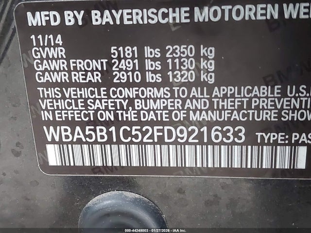 BMW 535i 2015 WBA5B1C52FD921633 Image 9