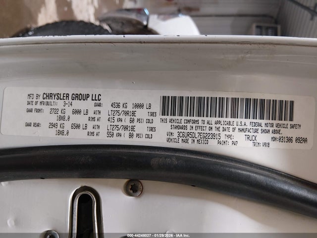 Продажа на аукционе авто 2014 Ram 2500 Slt, vin: 3C6UR5DL7EG223915, номер лота: 44248027