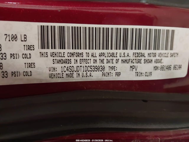 Продажа на аукционе авто 2013 Dodge Durango Crew, vin: 1C4SDJDT1DC539030, номер лота: 44248028