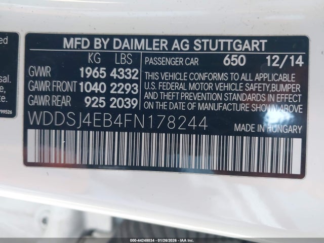 44248034 :رقم المزاد ، WDDSJ4EB4FN178244 vin ، 2015 Mercedes-benz Cla 250 مزاد بيع