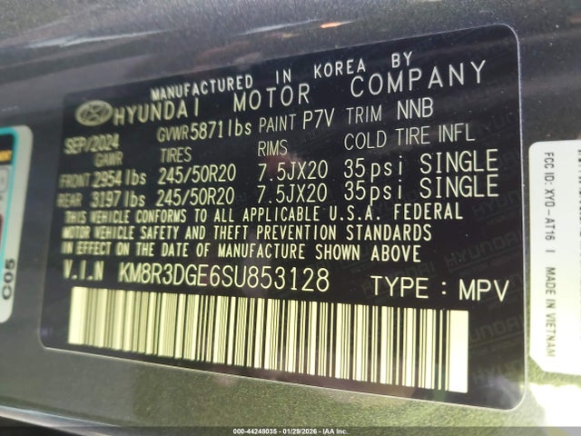 KM8R3DGE6SU853128 Hyundai Palisade Xrt