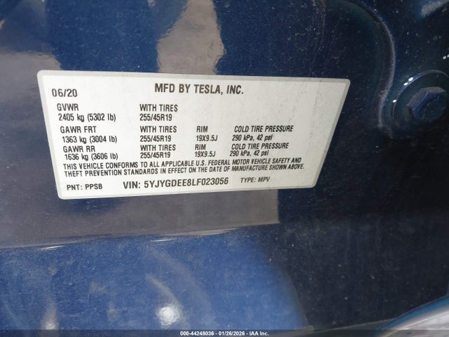 2020 TESLA MODEL Y 5YJYGDEE8LF023056 Photo 8