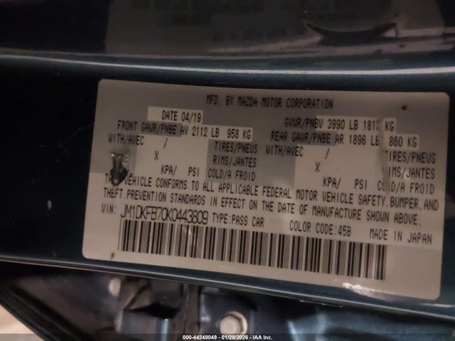 44248049 :رقم المزاد ، JM1DKFB70K0443809 vin ، 2019 Mazda Cx-3 Sport مزاد بيع
