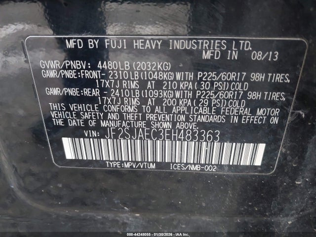 Subaru Forester 2.5i Premium 2014 JF2SJAEC3EH483363 Image 9