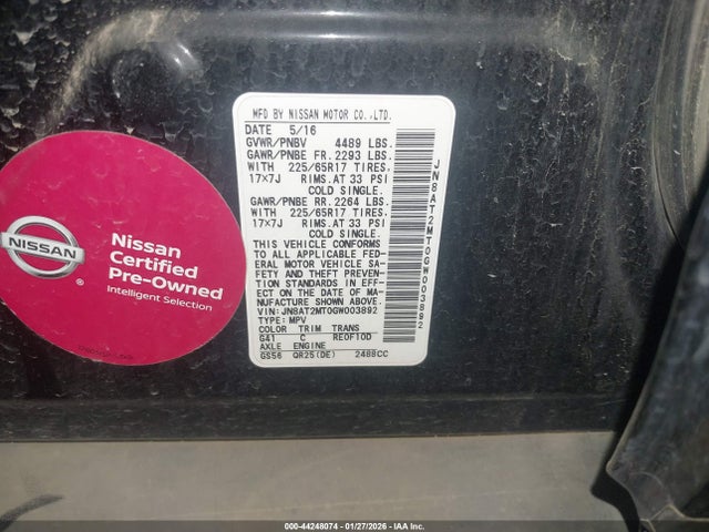 JN8AT2MT0GW003892 Nissan ROGUE S