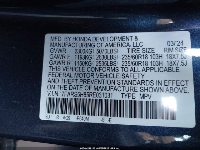 7FARS5H85RE031031 Honda Cr-v Hybrid Sport-l