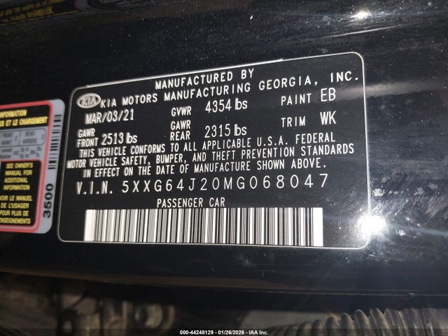 5XXG64J20MG068047 KIA K5 Gt-line