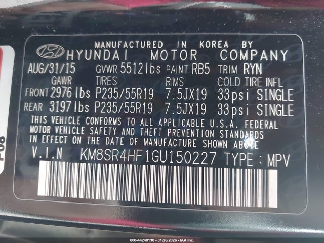 Hyundai Santa Fe Se 2016 KM8SR4HF1GU150227 Image 9
