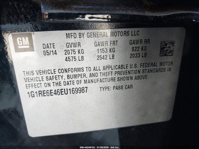 1G1RE6E46EU169987 Chevrolet Volt
