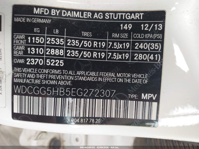 WDCGG5HB5EG272307 Mercedes-Benz GLK 350