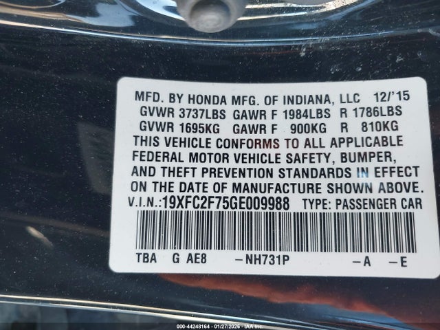 19XFC2F75GE009988 Honda CIVIC EX