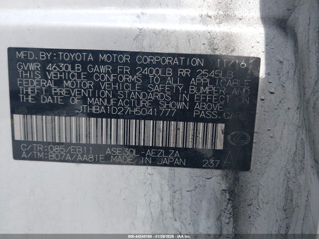 2017 LEXUS IS 200T JTHBA1D27H5041777 Photo 8