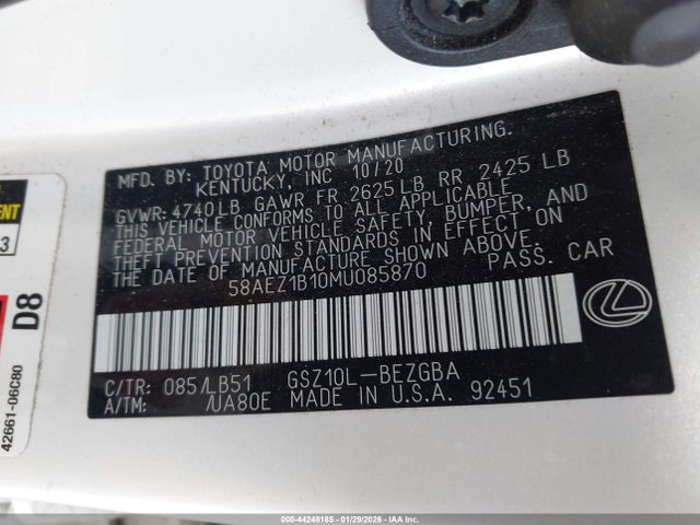 58AEZ1B10MU085870 Lexus Es 350 Luxury