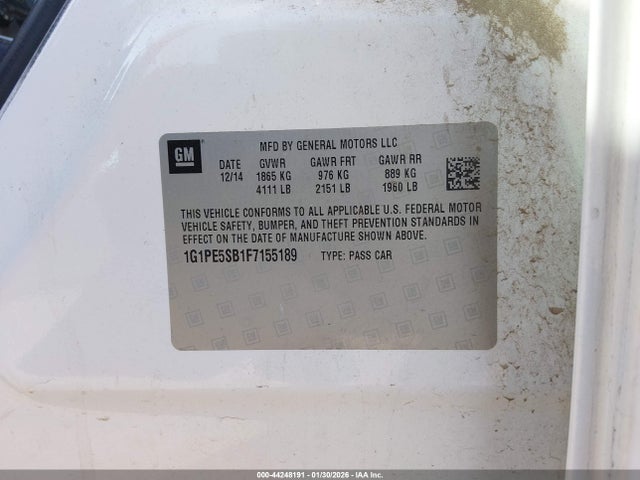 1G1PE5SB1F7155189 Chevrolet Cruze 2lt Auto