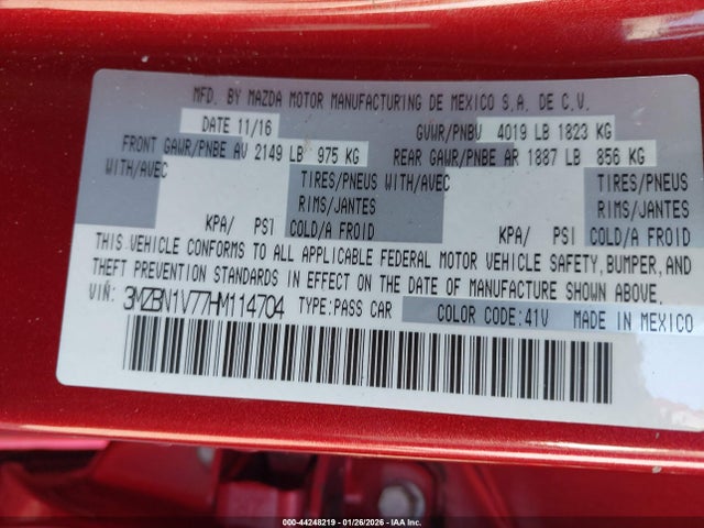 3MZBN1V77HM114704 Mazda Mazda3 Touring