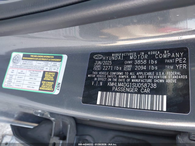2025 Hyundai Elantra Sel Sport მანქანა იყიდება აუქციონზე, vin: KMHLM4DG1SU058738, აუქციონის ნომერი: 44248222