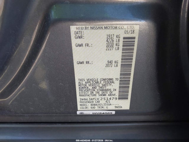 1N4AL3AP5JC251479 Nissan Altima 2.5 Sl