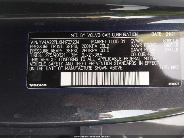 2021 VOLVO XC90 YV4A22PLXM1727234 Photo 8