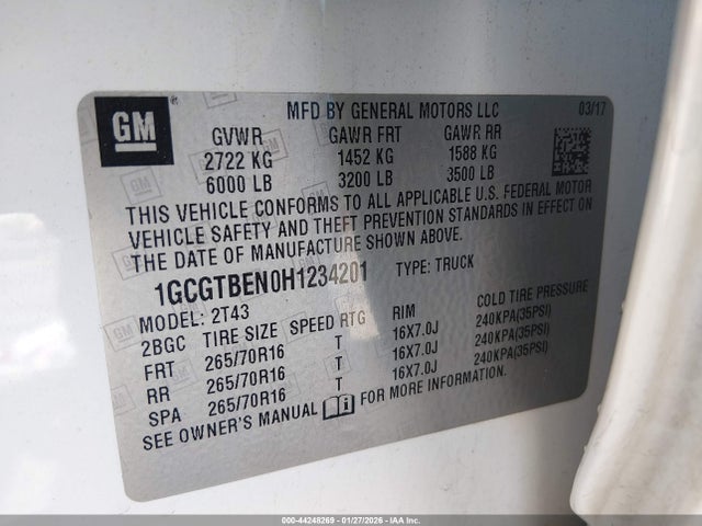 1GCGTBEN0H1234201 Chevrolet Colorado Wt