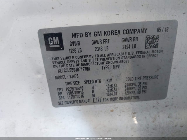Chevrolet Trax Lt 2018 KL7CJLSB9JB719700 Image 9