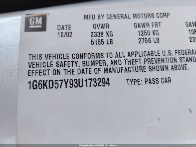 2003 CADILLAC DEVILLE 1G6KD57Y93U173294 Photo 8