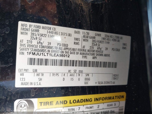 1FMJU1LT1LEA98012 Ford Expedition Platinum
