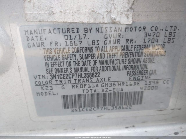 Nissan Versa Note Sv 2017 3N1CE2CP7HL358622 Image 9