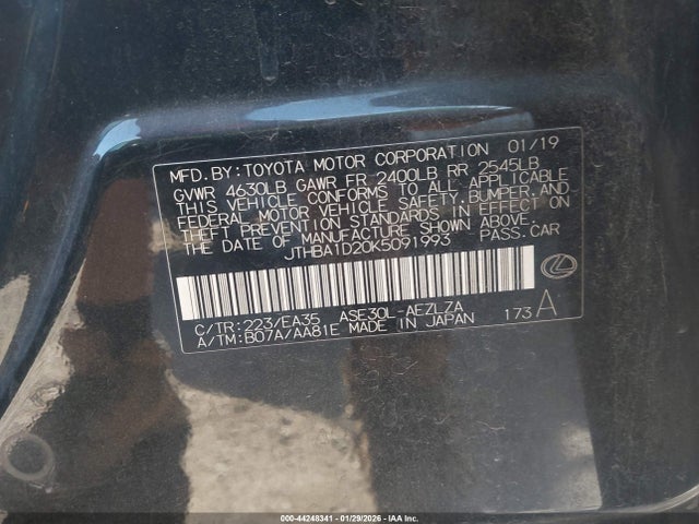 Lexus IS 300 2019 JTHBA1D20K5091993 Image 9