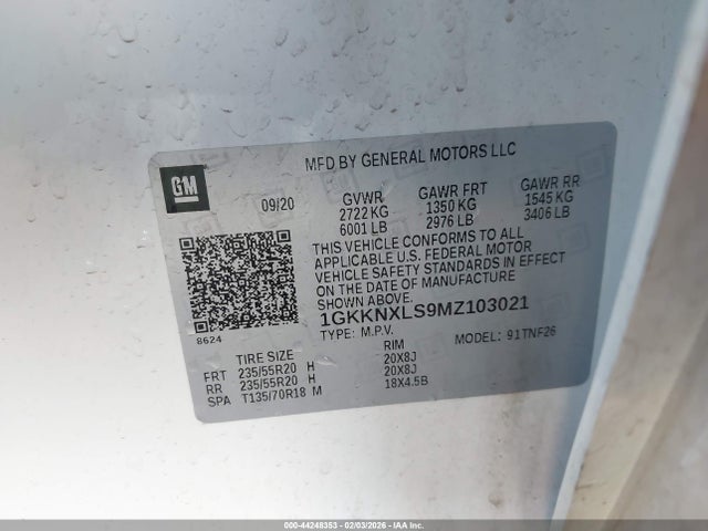 1GKKNXLS9MZ103021 GMC Acadia Awd Denali
