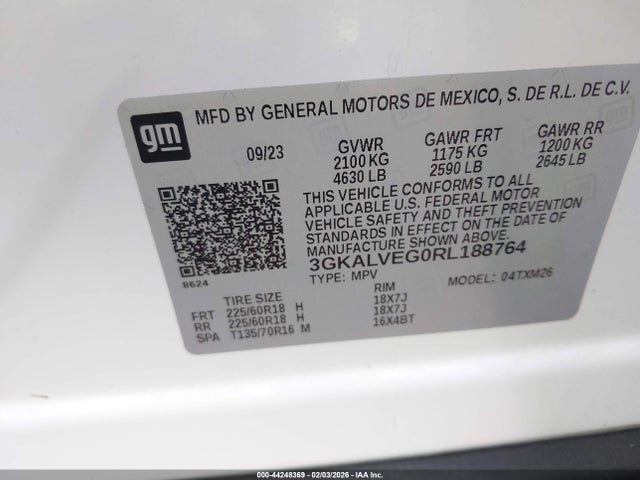 2024 Gmc Terrain Awd Slt მანქანა იყიდება აუქციონზე, vin: 3GKALVEG0RL188764, აუქციონის ნომერი: 44248369