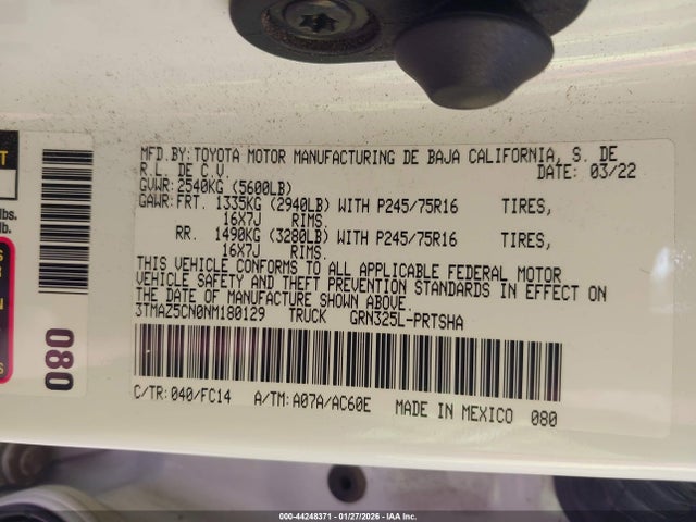 2022 TOYOTA TACOMA 3TMAZ5CN0NM180129 Photo 8