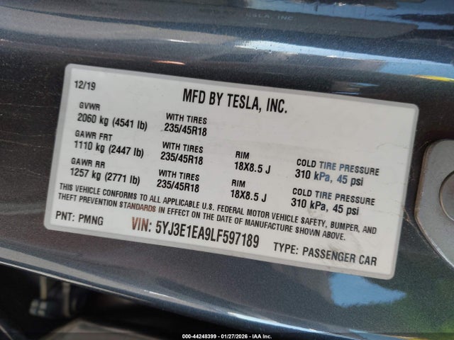 2020 TESLA MODEL 3 5YJ3E1EA9LF597189 Photo 8