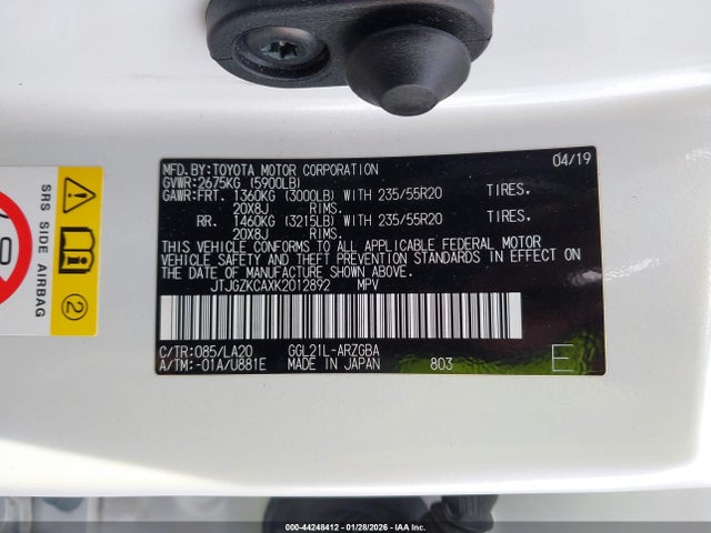JTJGZKCAXK2012892 Lexus Rx 350 L
