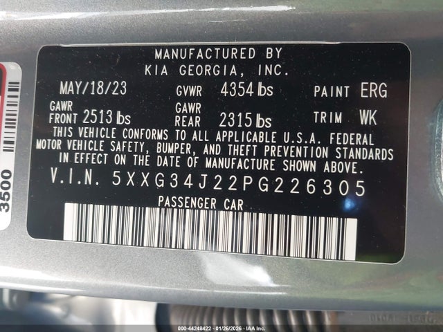 5XXG34J22PG226305 KIA K5 EX