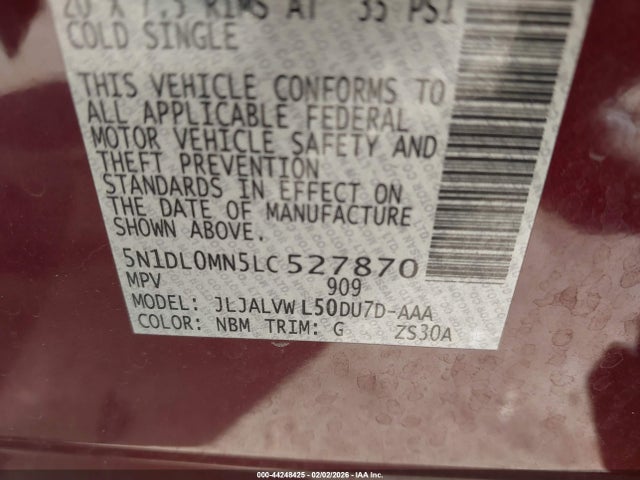 5N1DL0MN5LC527870 Infiniti QX60 LUXE