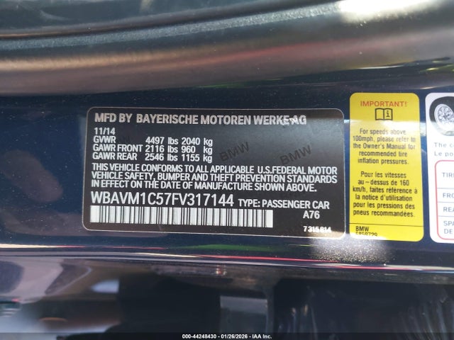 WBAVM1C57FV317144 BMW X1 Sdrive28i