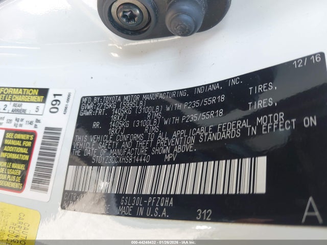 5TDYZ3DCXHS814440 Toyota Sienna Limited Premium 7 Passenger