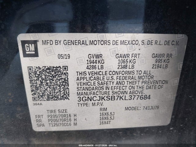 Chevrolet TRAX LS 2019 3GNCJKSB7KL377684 Image 9